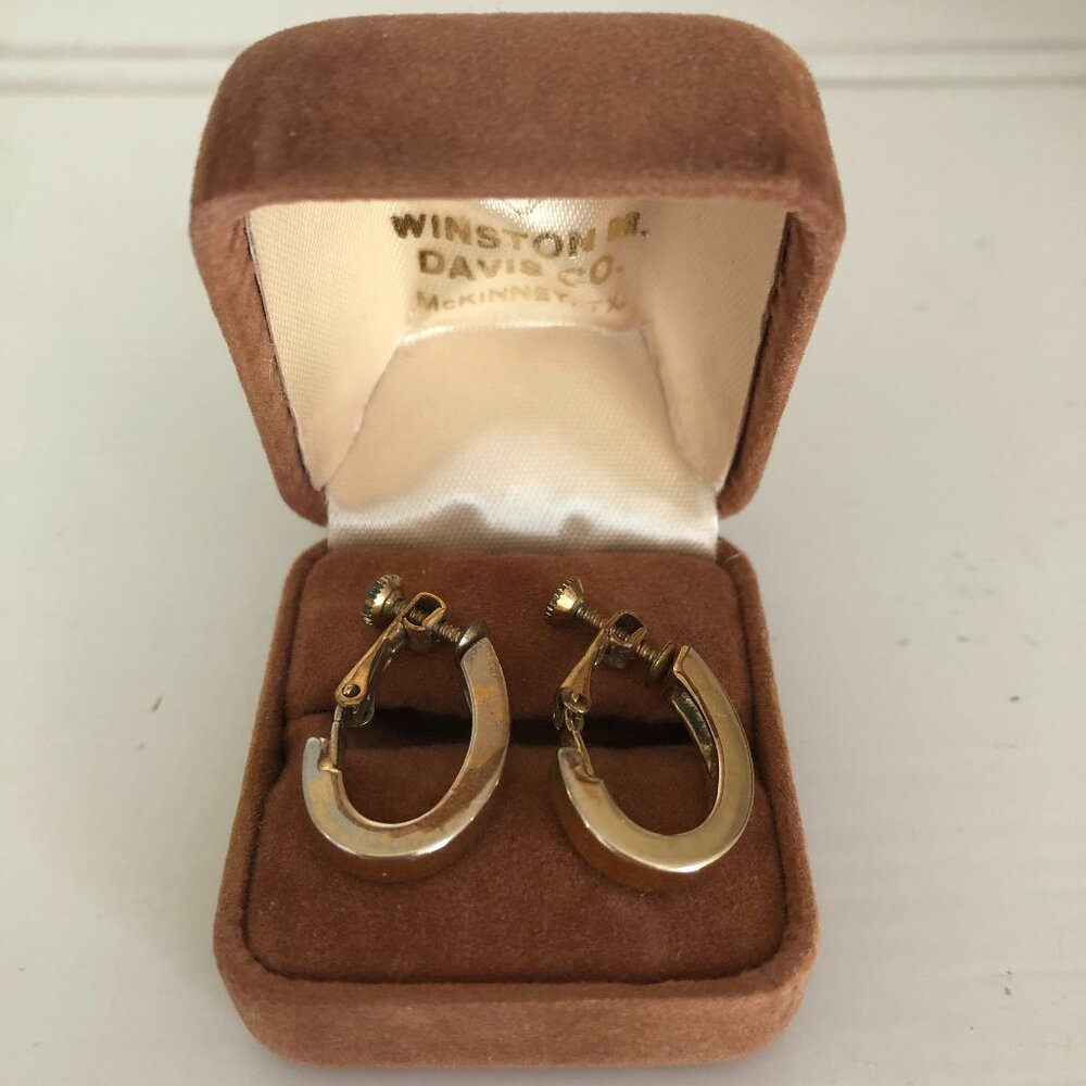 Vintage Napier Goldtone Screw-back Hoop Earrings